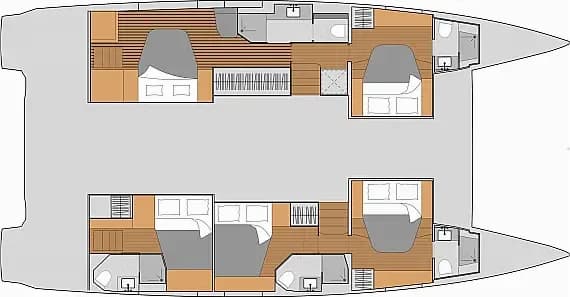 План на палубата на Aura 51 in Lefkada / Marina Perigiali