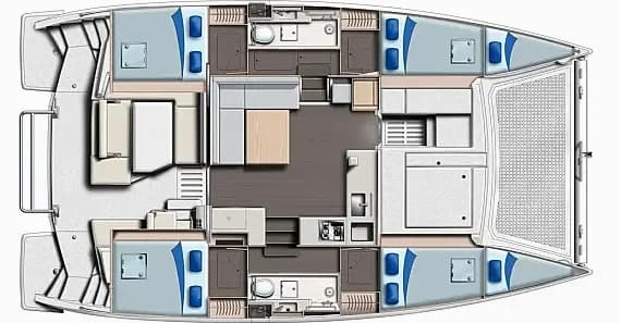 Leopard 40 in Sicily / Furnari / Marina Portorosa 的甲板布局图