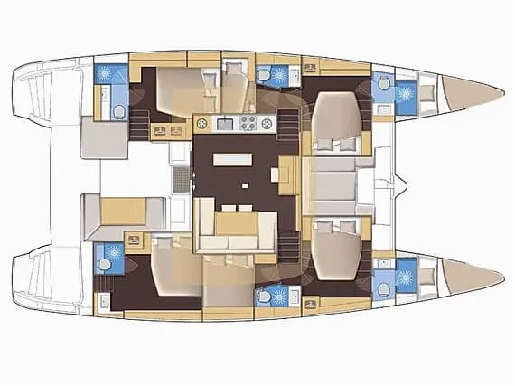 План на палубата на Lagoon 52 in Šibenik / D-Marin Marina Mandalina