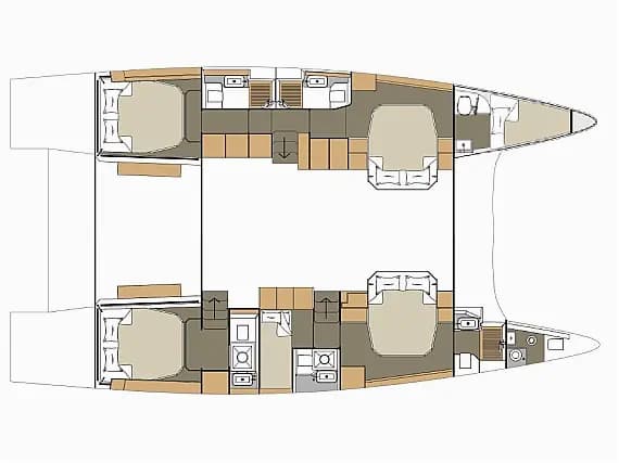 План на палубата на Dufour Catamaran 48 in Primošten / Marina Kremik