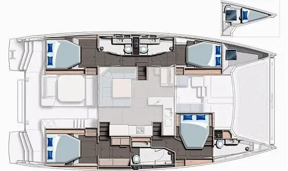 Deck plan of Moorings 5000 in Tortola / Road Town / Fort Burt Marina