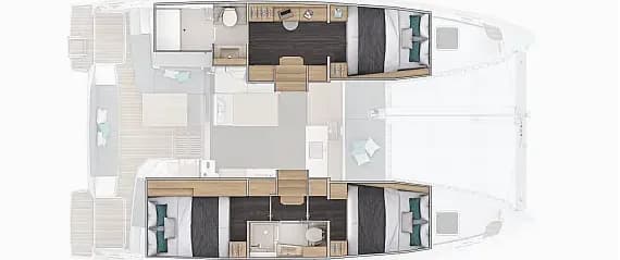 Planul punții pentru Lagoon 38 in Porto Heli