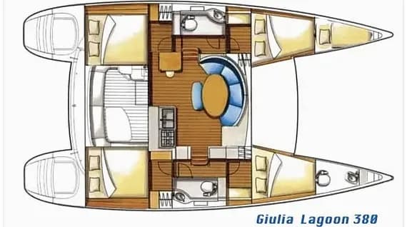 תוכנית הסיפון של Lagoon 380 in Sicily / Marsala Marina