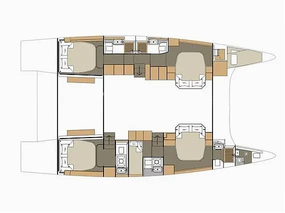 План на палубата на Dufour Catamaran 48 in Sardinia / Porto Rotondo / Punta Nuraghe