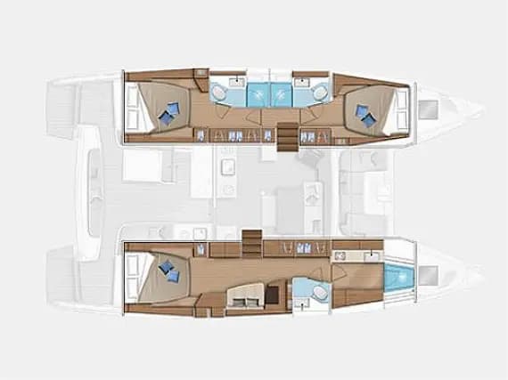 План на палубата на Lagoon 46 in Dubrovnik / Marina Frapa Dubrovnik