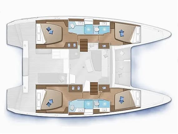 План на палубата на Lagoon 42 in Sicily / Capo d'Orlando Marina