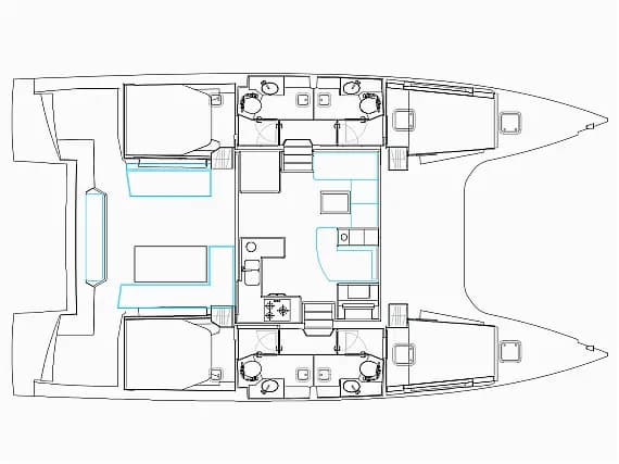 Nautitech 46 Fly in Black River / La Balise Marina 的甲板布局图