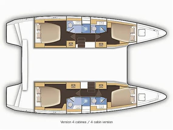 Lagoon 42 in Paros port 的甲板布局图