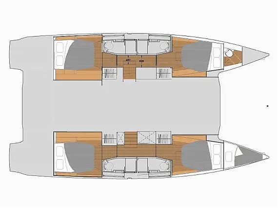 Elba 45 in Paros port 的甲板布局图