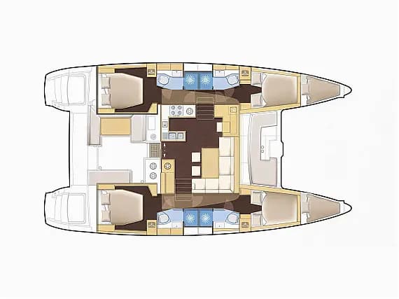 Lagoon 450 Fly in Kos / Marina Kos 的甲板布局图