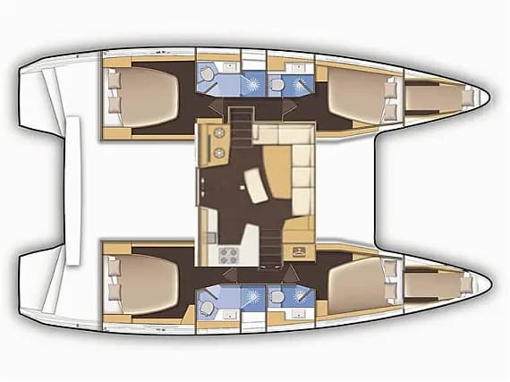 План на палубата на Lagoon 42 in Sukošan / D-Marin Dalmacija Marina