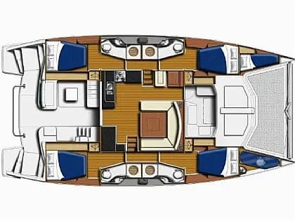 План на палубата на Leopard 48 in Mallorca / Palma de Mallorca / La Lonja Marina Charter