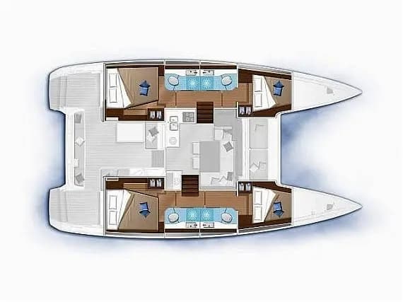Lagoon 40 in Rhodes New Marina 的甲板布局图