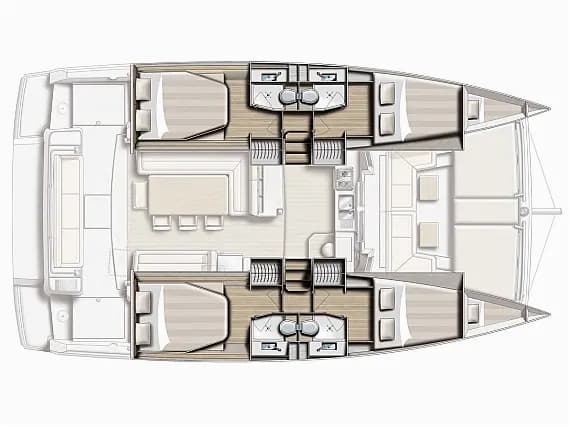 Bali 4.1 in Sardinia / Cannigione 的甲板布局图