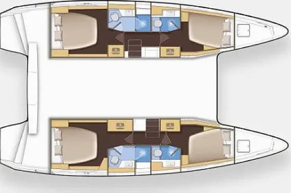 План на палубата на Lagoon 42 in Tivat / Porto Montenegro
