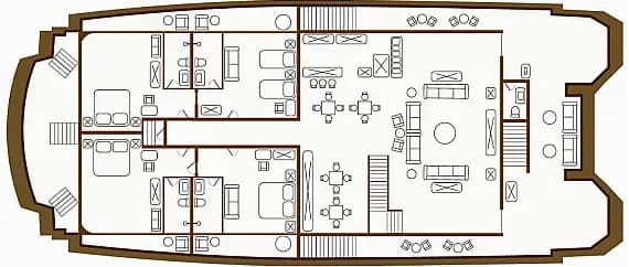 תוכנית הסיפון של Power Catamaran in San Cristobal / Puerto Baquerizo Moreno / San Cristobal
