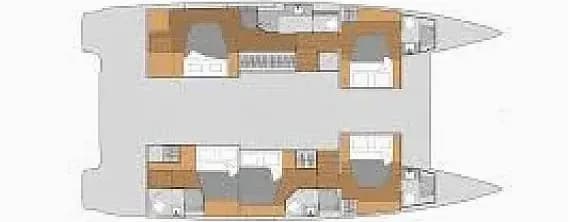 План на палубата на Aura 51 in Lefkada / Marina Perigiali