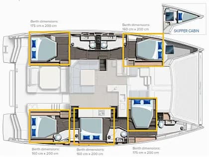 План на палубата на Leopard 50 in Split / ACI Marina Split