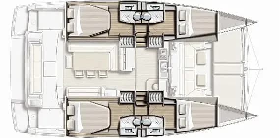 План на палубата на Bali 4.1 in Lefkada / D-Marin Marina Lefkas