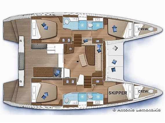 תוכנית הסיפון של Lagoon 42 in Syros / Finikas port