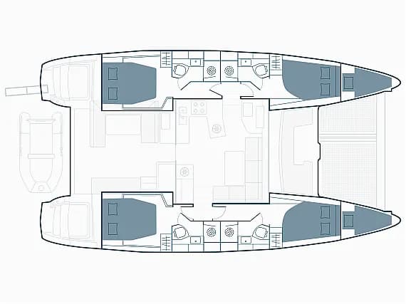 План на палубата на Lagoon 450 Sport in Lefkada / Nikiana Marina