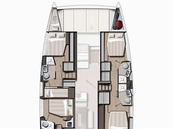 Bali 4.6 in Lefkada / D-Marin Marina Lefkas 的甲板布局图
