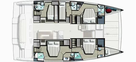 Deck plan of Bali 4.8 in Mykonos / Tourlos Marina