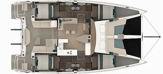 Nautitech 48 Open in Lavrion / Olympic Marina 的甲板布局图