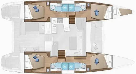 План на палубата на Lagoon 450 Fly in Marmaris / Albatros Marina