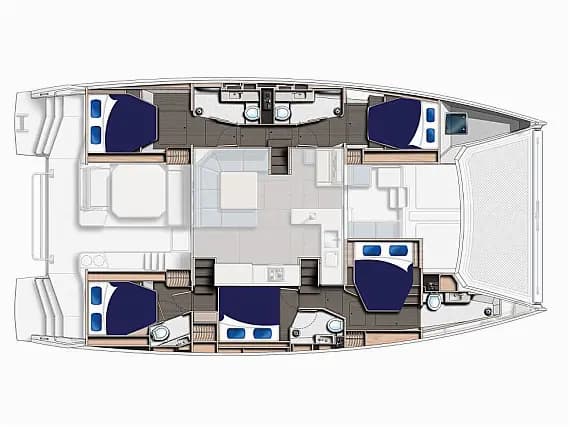 План на палубата на Leopard 50 in Raiatea / Apooiti Marina