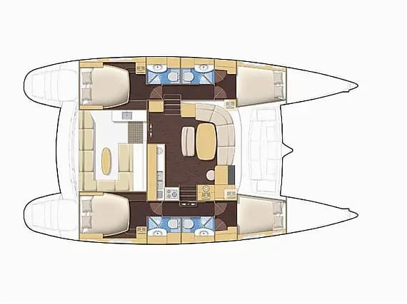 План на палубата на Lagoon 440 in Sardinia / Olbia / Marina Golfo Cugnana