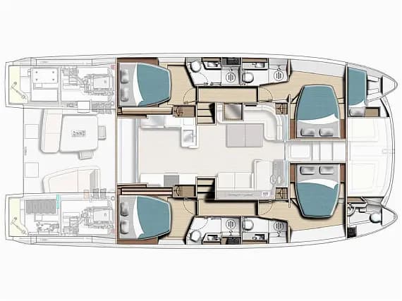 План на палубата на Leopard 53 PC in Tortola / Road Town / Wickhams Cay II Marina