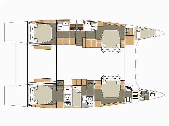 תוכנית הסיפון של Dufour Catamaran 48 in Primošten / Marina Kremik