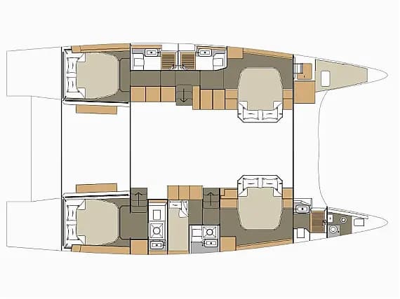 План на палубата на Dufour Catamaran 48 in Primošten / Marina Kremik