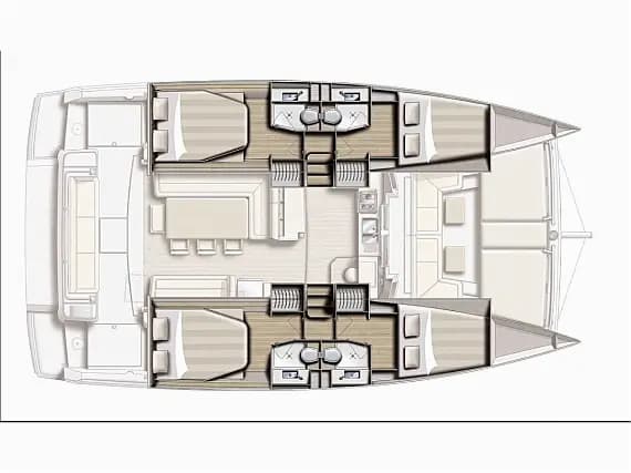 Bali 4.1 in Piombino / Marina Arcipelago Toscano 的甲板布局图