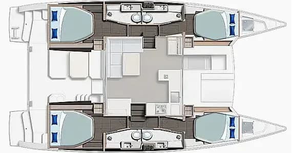 План на палубата на Sunsail 424 in Raiatea / Apooiti Marina