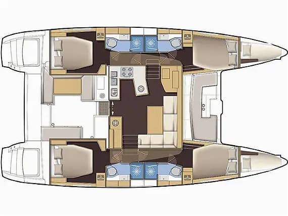 План на палубата на Lagoon 450 Fly in Trogir / SCT Marina Trogir