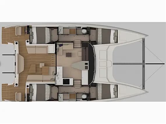 תוכנית הסיפון של Nautitech 44 Open in Lefkada / Port of Lefkas