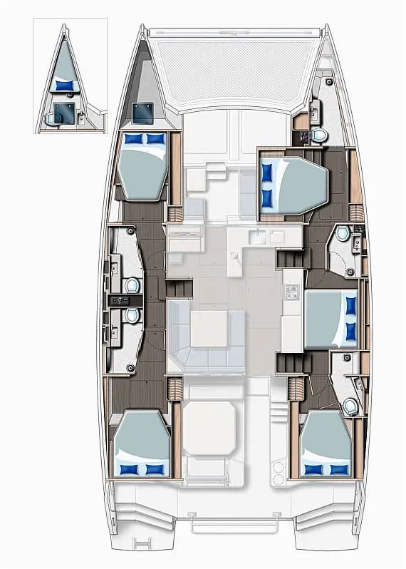 План на палубата на Leopard 50 in Sukošan / D-Marin Dalmacija Marina