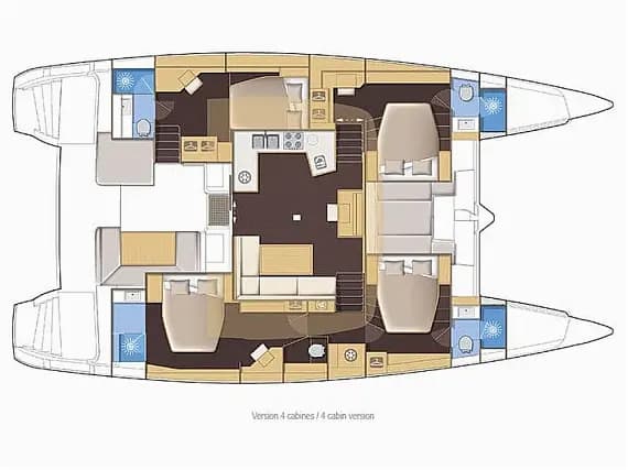 План на палубата на Lagoon 52F in Rogoznica / Marina Frapa