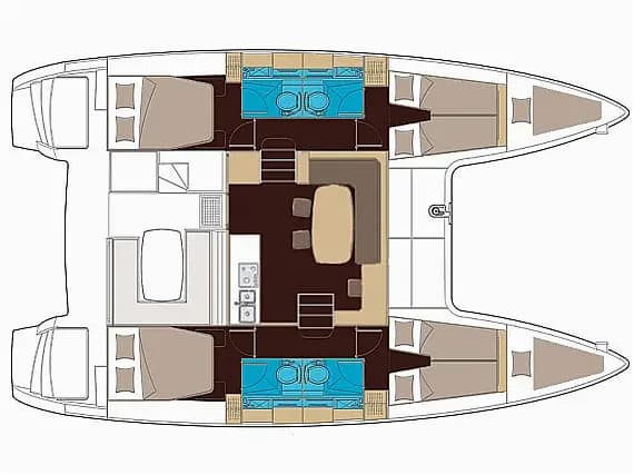 Lagoon 400 S2 in Sukošan / D-Marin Dalmacija Marina 的甲板布局图