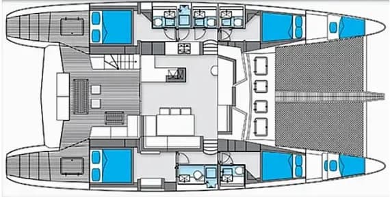 תוכנית הסיפון של Sunreef 62 in Isla Aguja Cabins San Blas