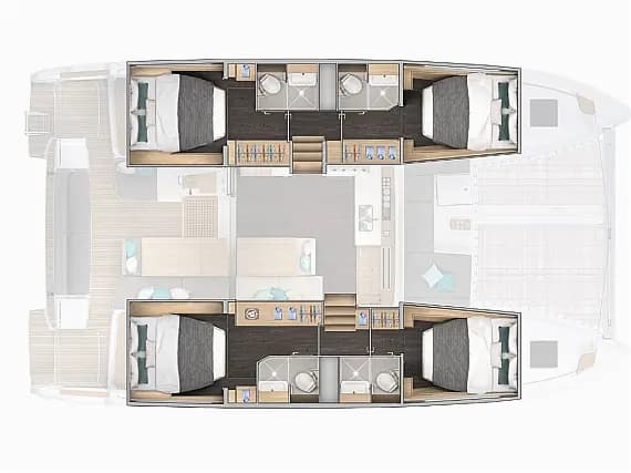 План на палубата на Lagoon 43 in Sukošan / D-Marin Dalmacija Marina