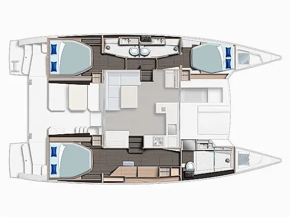 Serenity 64 in Ibiza / Sant Antoni de Portmany Port 的甲板布局图