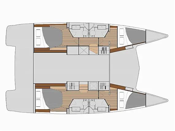 План на палубата на Lucia 40 in Sicily / Furnari / Marina Portorosa