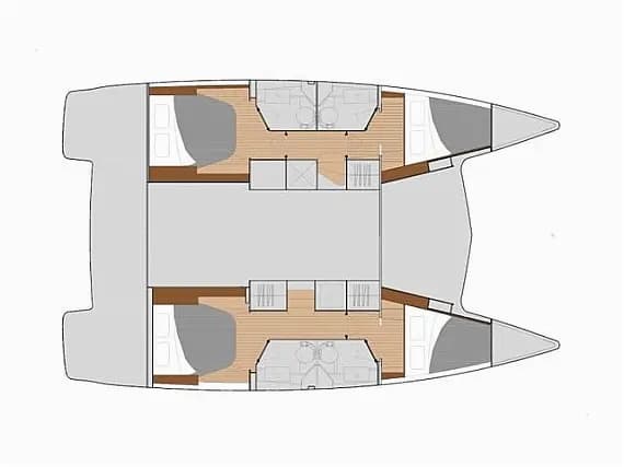 Lucia 40 in Rhodes New Marina 的甲板布局图