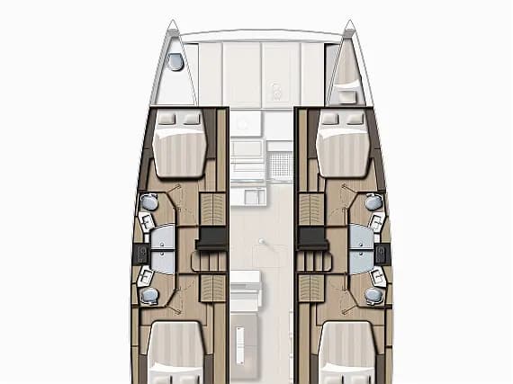 Bali 4.4 in Lefkada / Port of Lefkas 的甲板布局图
