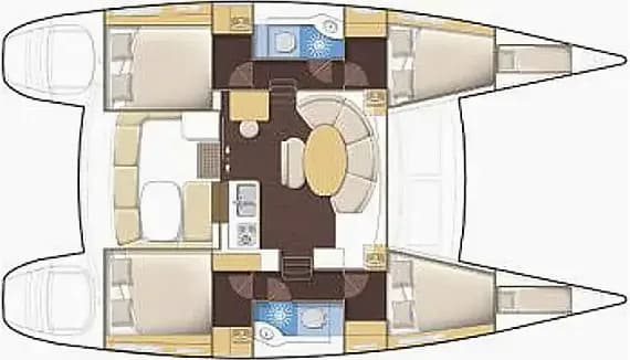 תוכנית הסיפון של Lagoon 380 S2 in Corfu / Gouvia / D-Marin Marina Gouvia