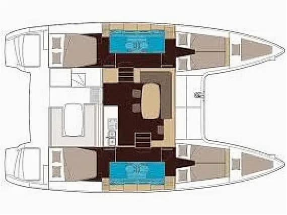 План на палубата на Lagoon 40 in Dubrovnik / ACI Marina Dubrovnik