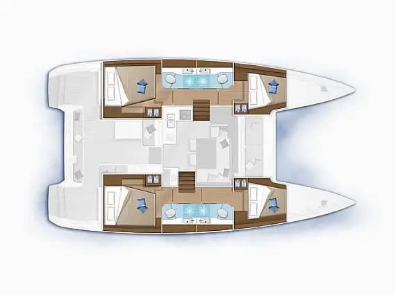 План на палубата на Lagoon 40 in Dubrovnik / Marina Frapa Dubrovnik